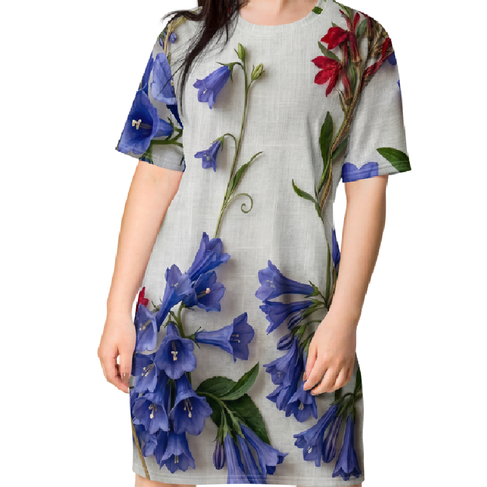 Patriotic Pressed Flowers Cotton T-shirt "Dress"