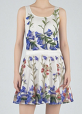 Patriotic Pressed Flowers Cotton Skater Dress