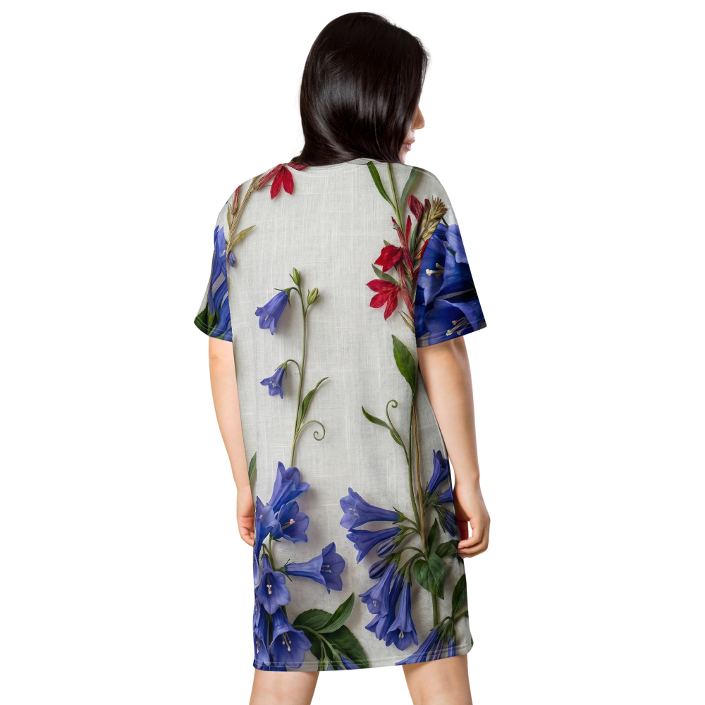 Patriotic Pressed Flowers Cotton T-shirt "Dress"