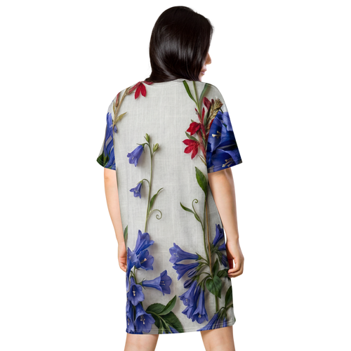 Patriotic Pressed Flowers Cotton T-shirt "Dress"