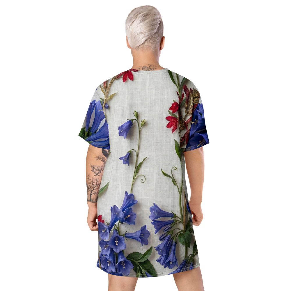 Patriotic Pressed Flowers Cotton T-shirt "Dress"