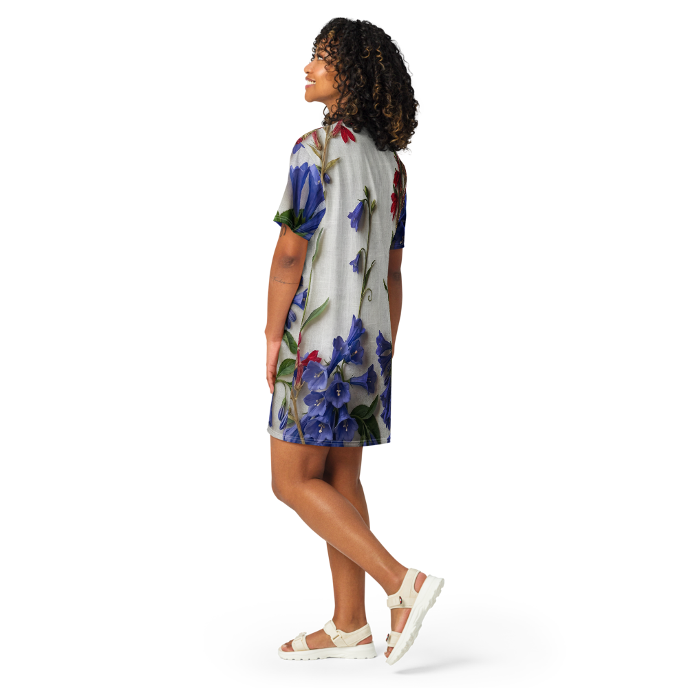 Patriotic Pressed Flowers Cotton T-shirt "Dress"