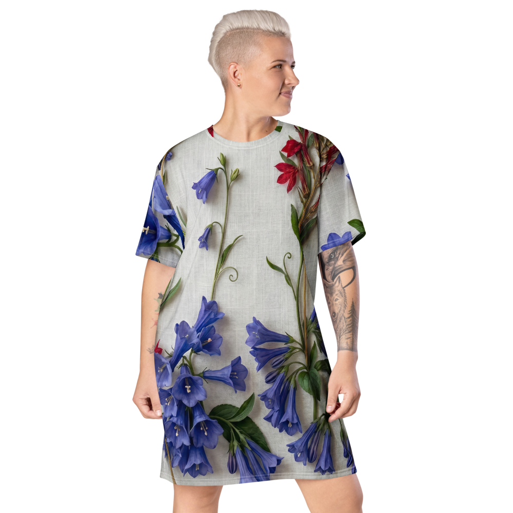 Patriotic Pressed Flowers Cotton T-shirt "Dress"