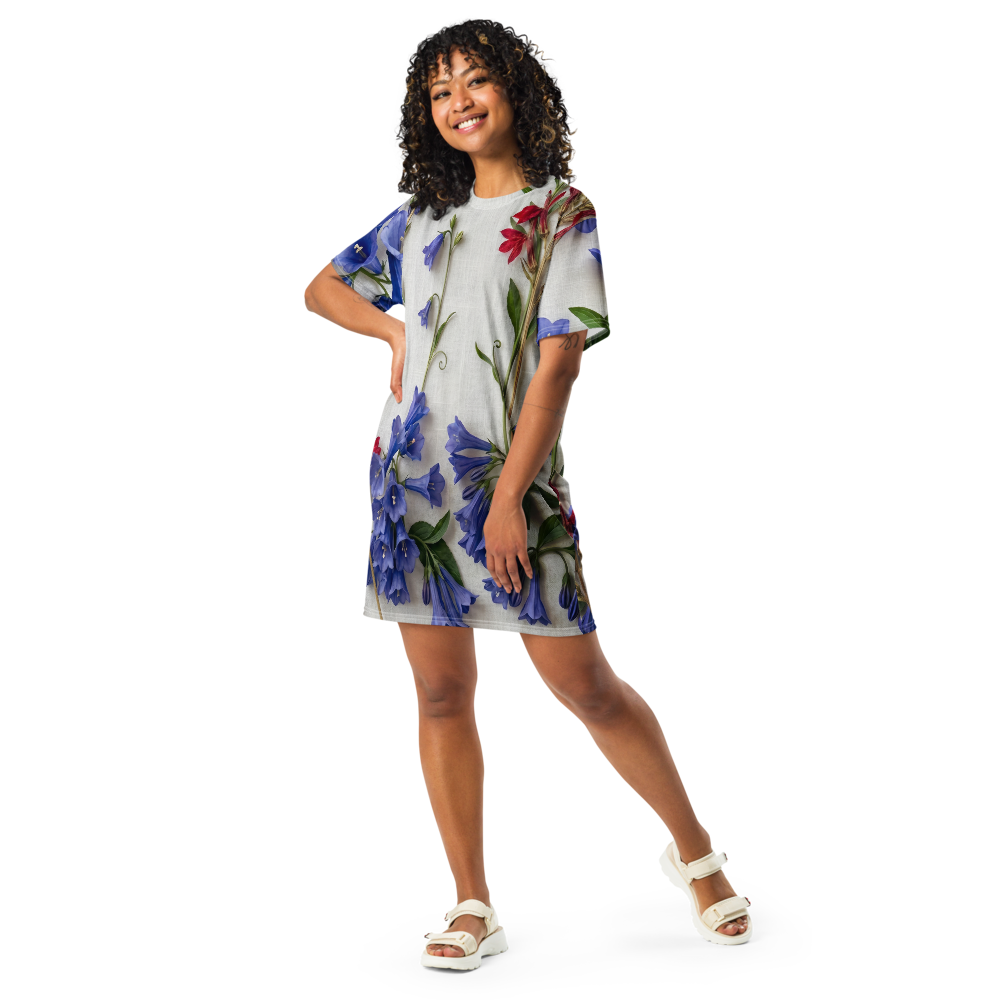 Patriotic Pressed Flowers Cotton T-shirt "Dress"