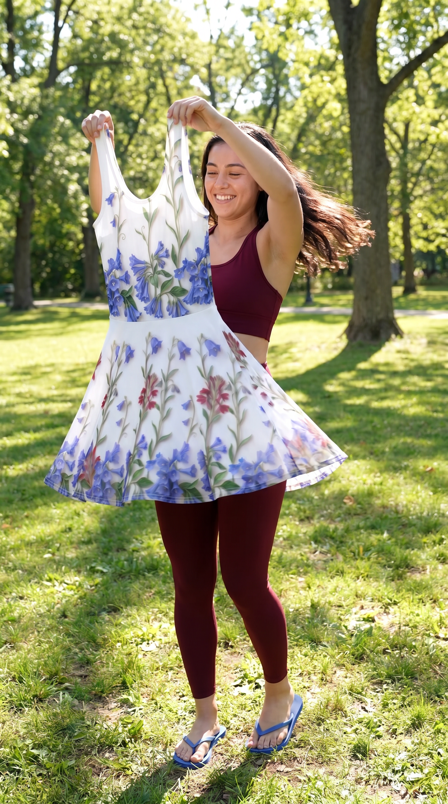 Patriotic Pressed Flowers Cotton Skater Dress
